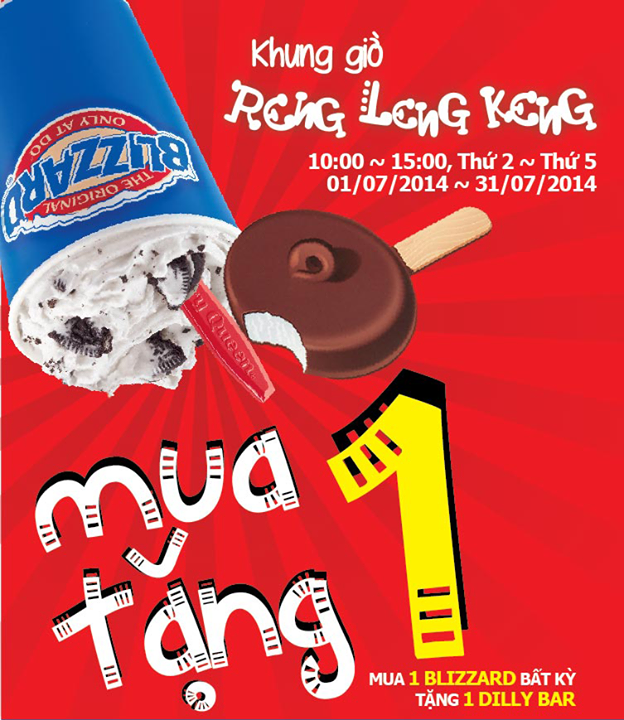 Khung giờ 'Reng Leng Keng' (10h - 15h): Mua 1 Blizzard tặng ngay 1 Dilly Bar tại Dairy Queen 1