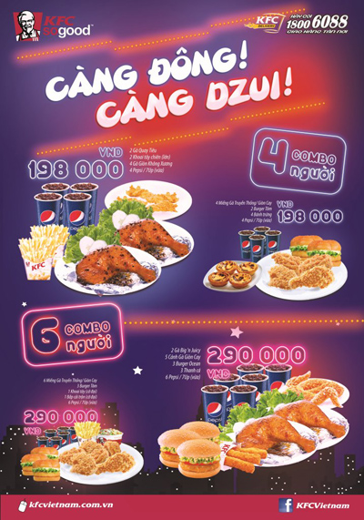 'Càng Đông Càng Dzui' với combo dành cho nhóm 4 người giá chỉ 198.000đ tại KFC 1