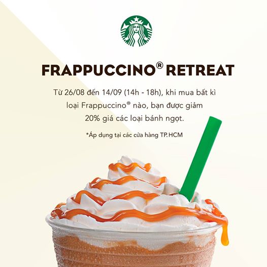 Giảm ngay 20% bánh ngọt khi mua Frappuccino tại Starbucks trong khung giờ [14h - 18h] 1