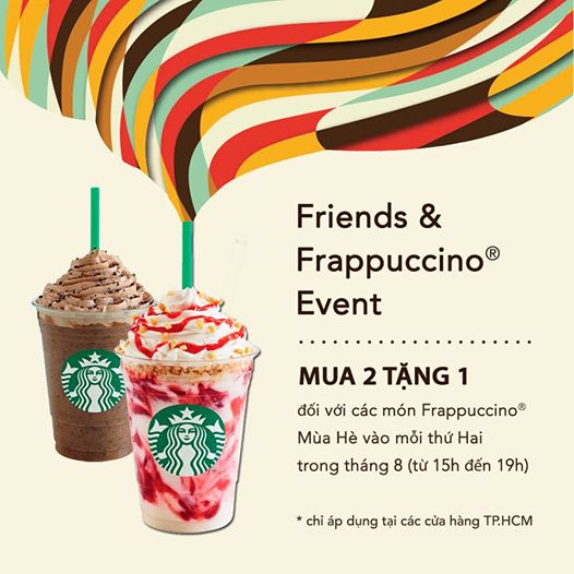 Ưu đãi 'Mua 2 tặng 1' trong khung giờ [15h - 19h] vào  thứ Hai hàng tuần tại Starbucks 1