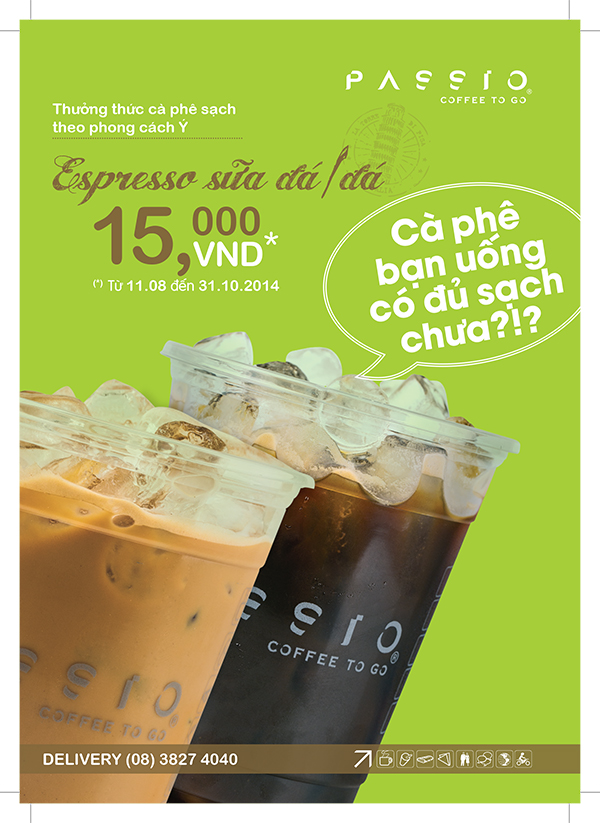 Espresso sữa đ&aacute; chỉ c&ograve;n 15.000đ tại Passio L&ecirc; Hồng Phong 1