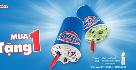 Mua 1 Blizzard Small được tặng kèm 1 Blizzard Oreo Mini và 1 nước suối tại Dairy Queen 755 CMT8 1