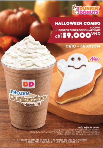 Combo Halloween 2014 '1 bánh Ghost Donut + 1 ly Suadaccino Hazelnut' chỉ 59.000đ tại Dunkin' Donuts  1