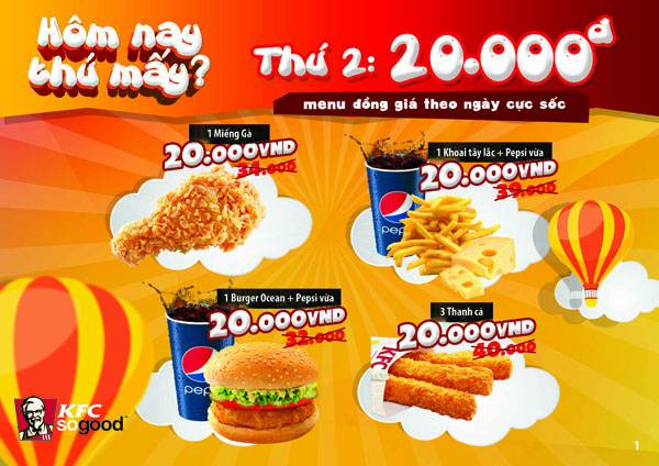 Hôm Nay Thứ Mấy - Menu đồng giá theo ngày CỰC SỐC tại KFC 2