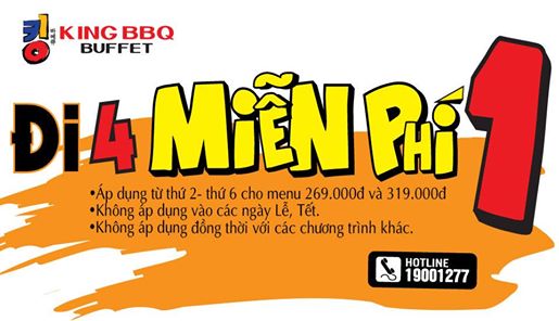 Ưu đãi 'Đi 4 miễn phí 1' tại King BBQ Union Square từ thứ 2 đến thứ 6 hàng tuần 1