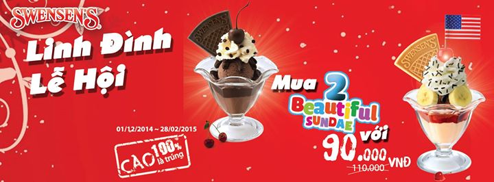 Thưởng thức 2 Beautiful Sundae bất kì với giá chỉ 90.000đ tại Swensen's 1