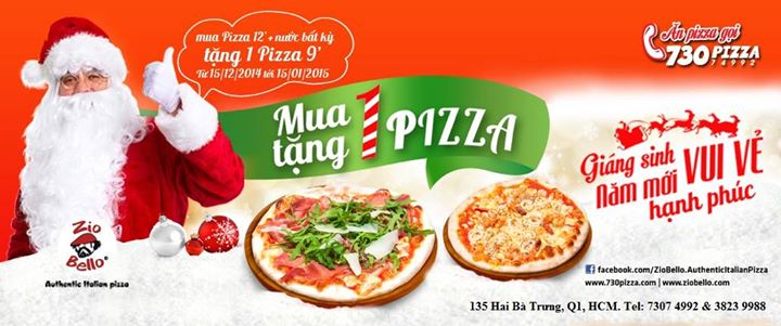 Ưu đãi mua 1 pizza 12' bất kỳ kèm nước tặng ngay 1 pizza 9' bất kỳ tại Zio Bello 1