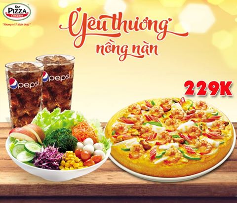 Combo 'Yêu thương nồng nàn' hấp dẫn chỉ 229.000đ tại The Pizza Company 3