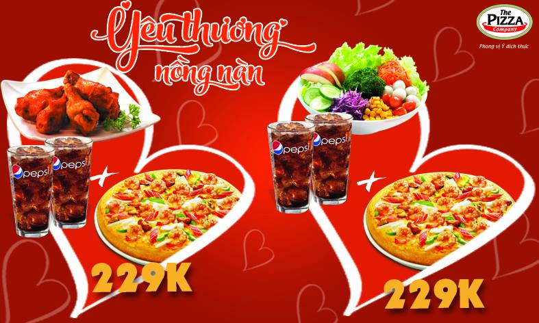 Combo 'Yêu thương nồng nàn' hấp dẫn chỉ 229.000đ tại The Pizza Company 1