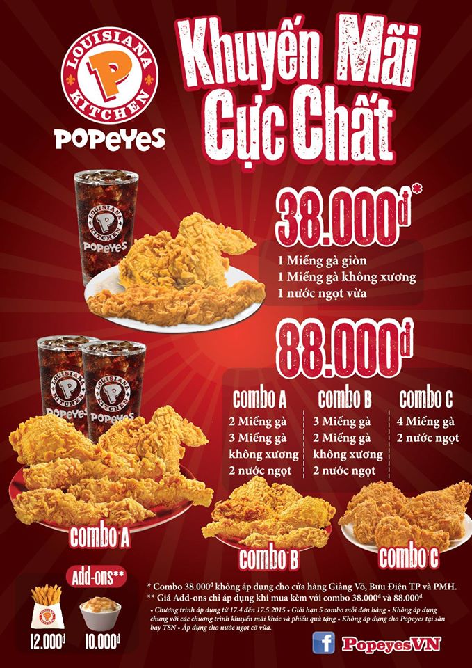 Chỉ 38.000đ và 88.000đ cho combo cực đã tại Popeyes 1