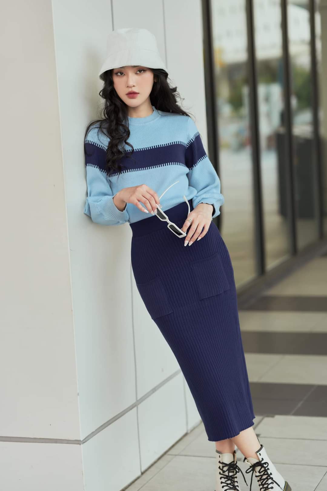 Combo váy len dáng dài và áo cổ 3 phân | Shopee Việt Nam