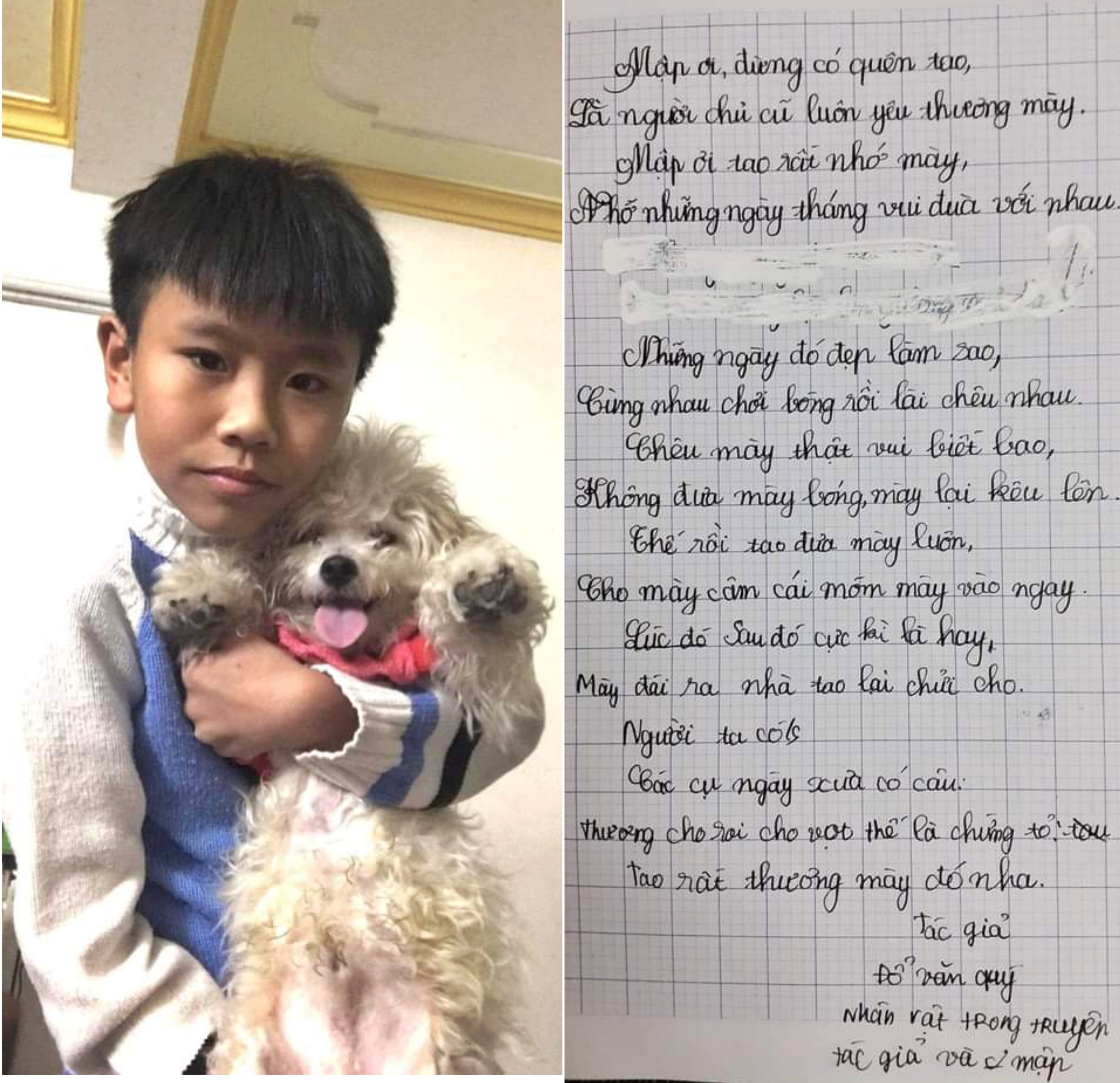 Trong trẻo tình yêu động vật của cậu bé lớp 4 qua bài thơ gửi cún