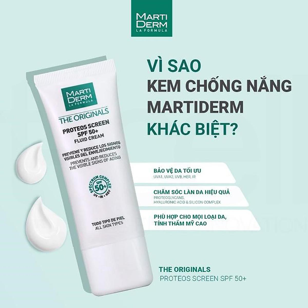 Review Kem chống nắng Martiderm The Originals Proteos Screen SPF50+ Fluid Cream