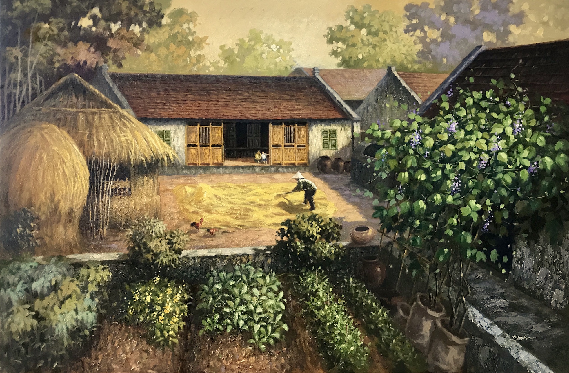 Tuổi thơ quay về với bộ tranh làng quê của chàng họa sĩ trẻ