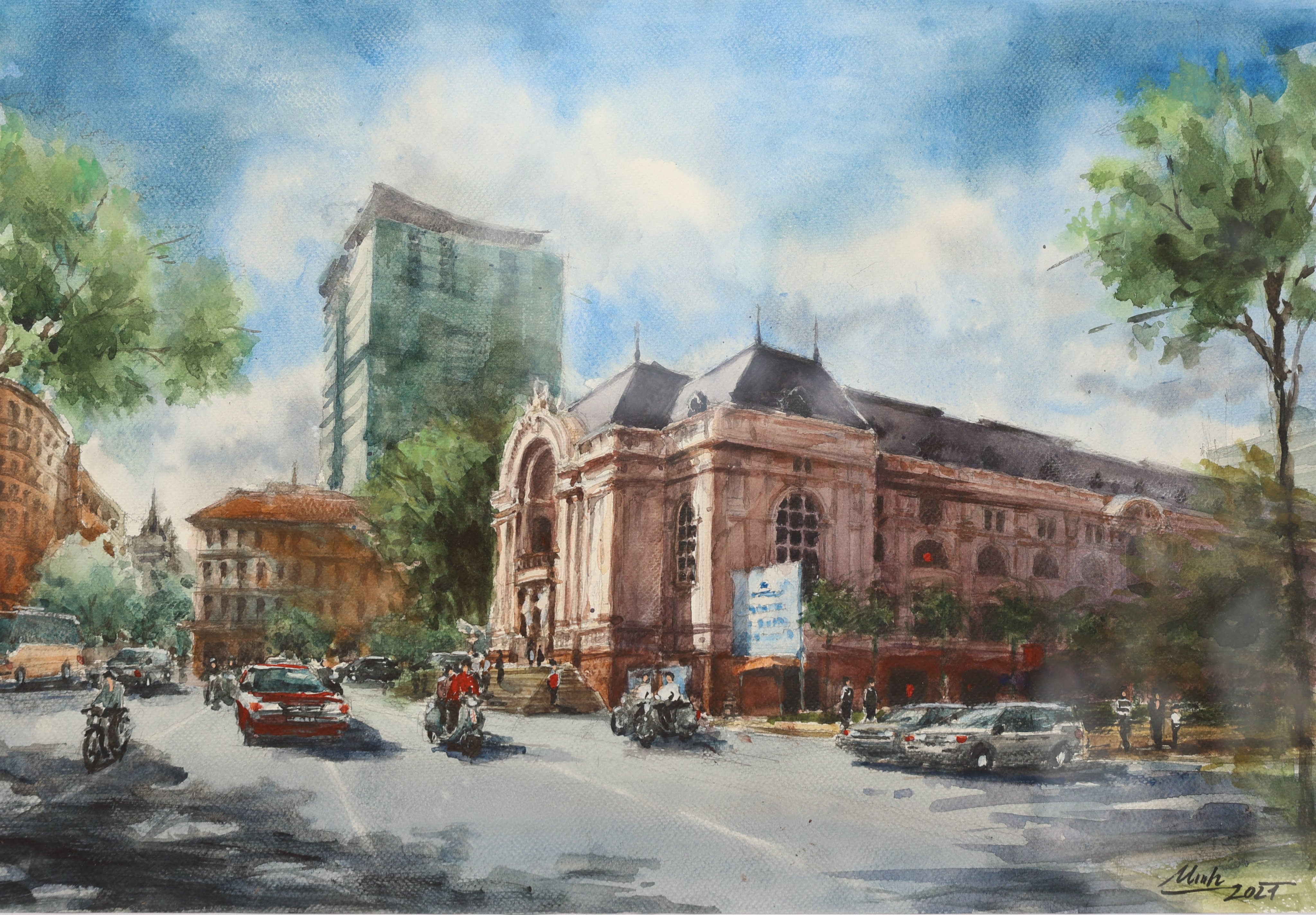 Kể chuyện công trình kiến trúc ở TP.HCM bằng tranh ký họa