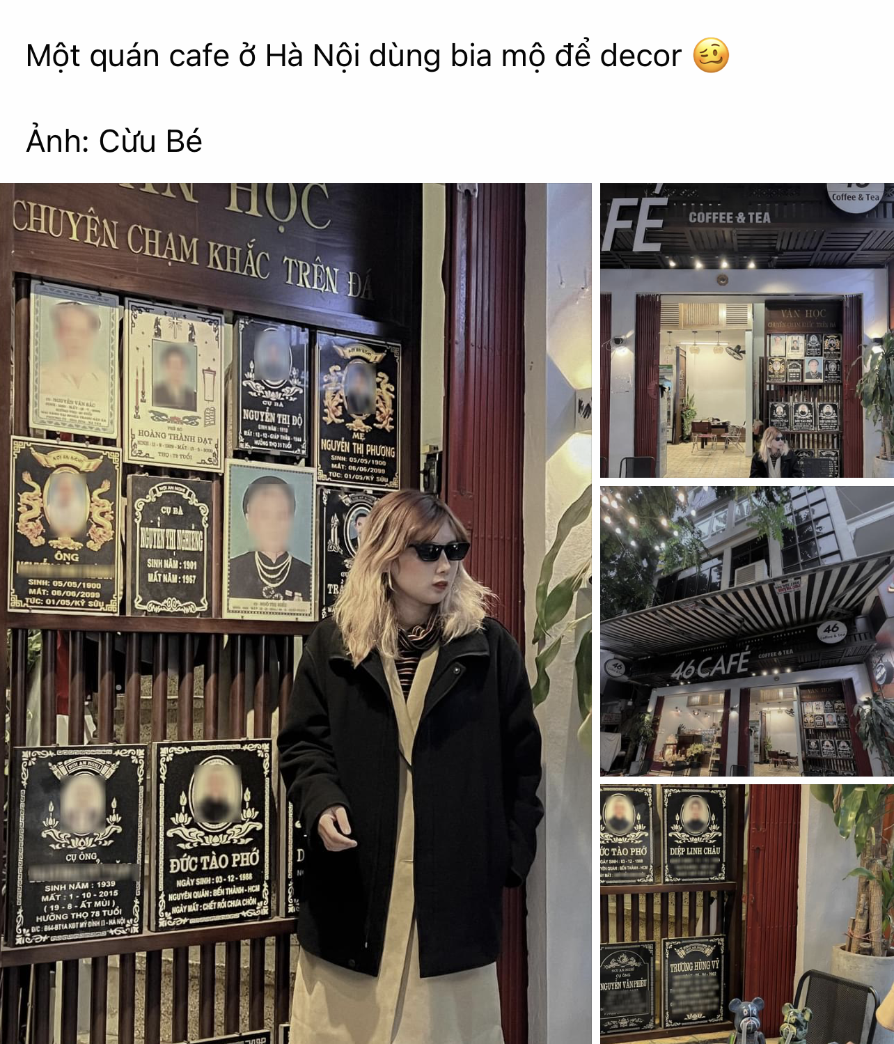 Sự thật về quán cà phê ở Hà Nội dùng bia mộ làm decor