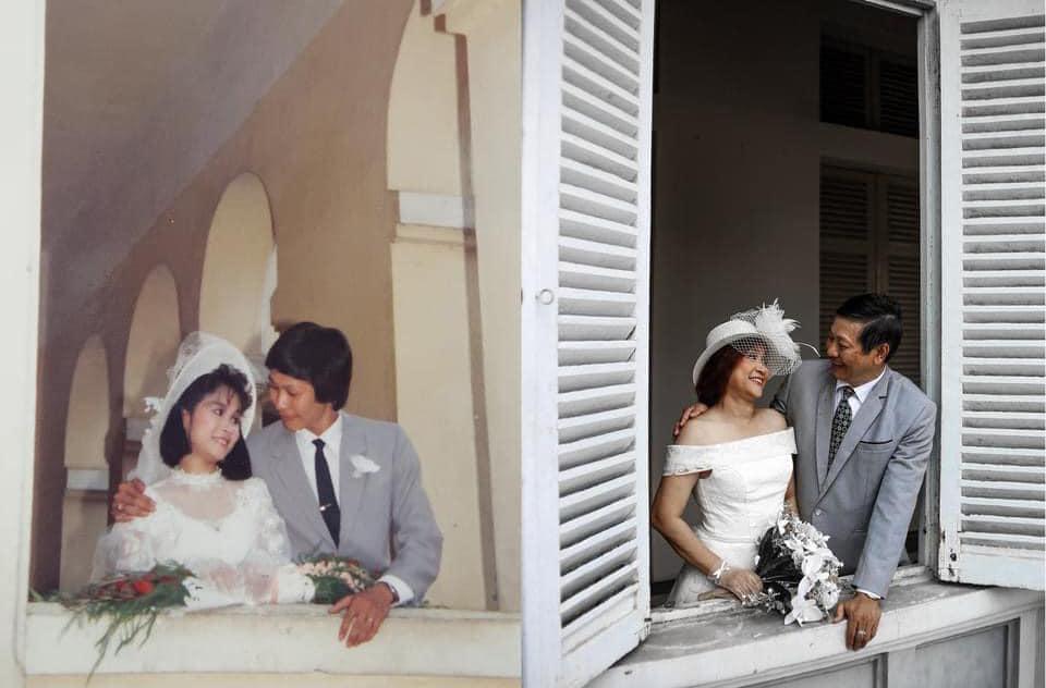 Quá khứ có vẻ già dặn nhưng không thể phai nhòa đi những kỷ niệm đẹp của Sao Việt trong bộ ảnh cưới thập niên