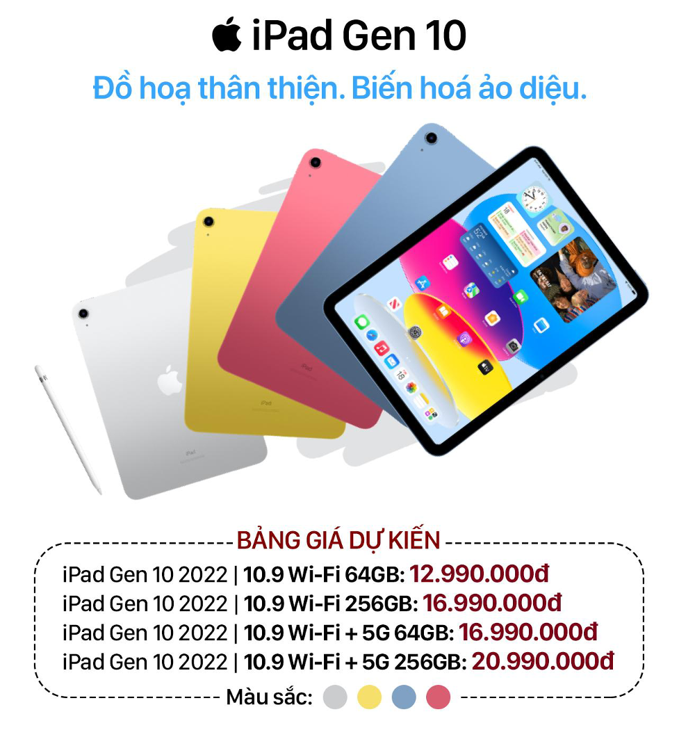 iPad Gen 10 và iPad Pro 2022 chính hãng có giá từ 12,99 triệu đồng