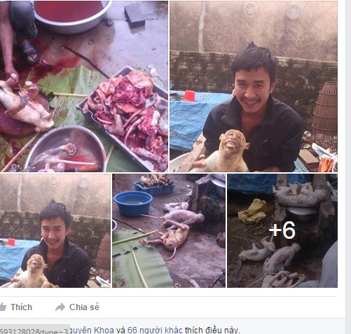 Những hình ảnh giết hại khỉ để nấu cao được Cường đăng lên trang cá nhân