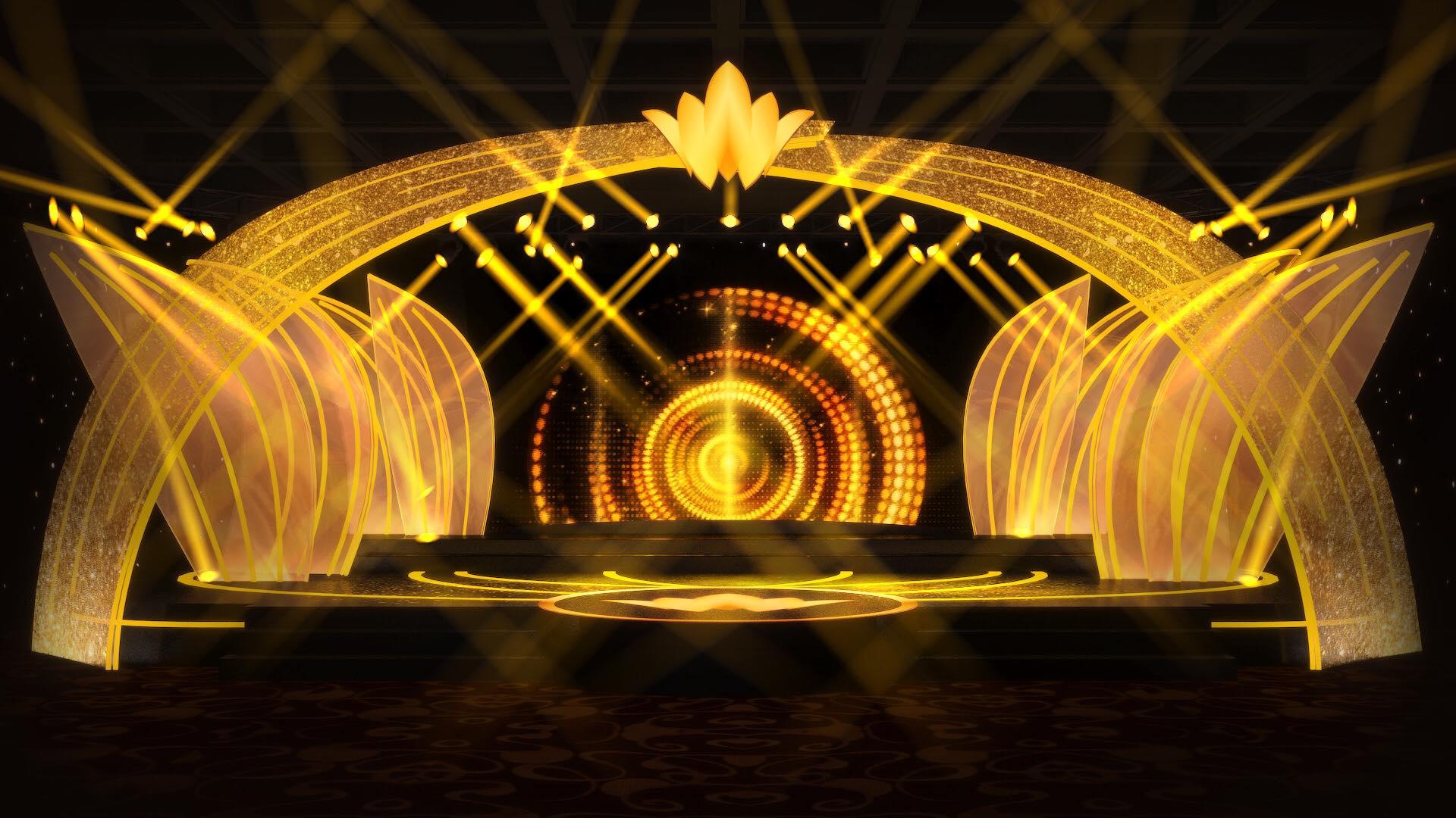 Sân khấu ngập tràn sắc vàng của Hoa hậu Doanh nhân Việt Nam 2021