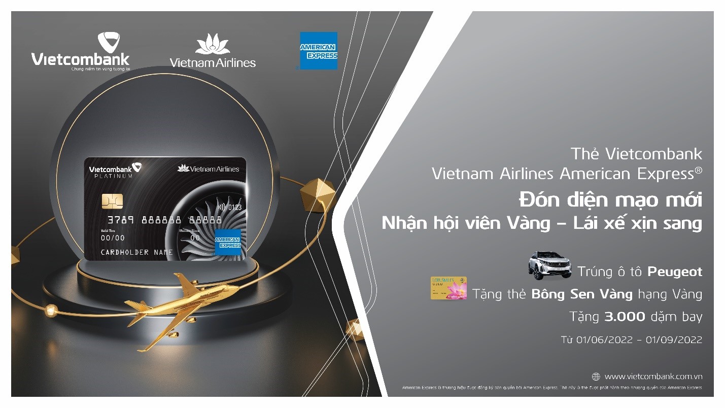 Nâng hạng thẻ hội viên Bông Sen Vàng, nhận ngàn quà tặng cùng thẻ Amex  Vietcombank