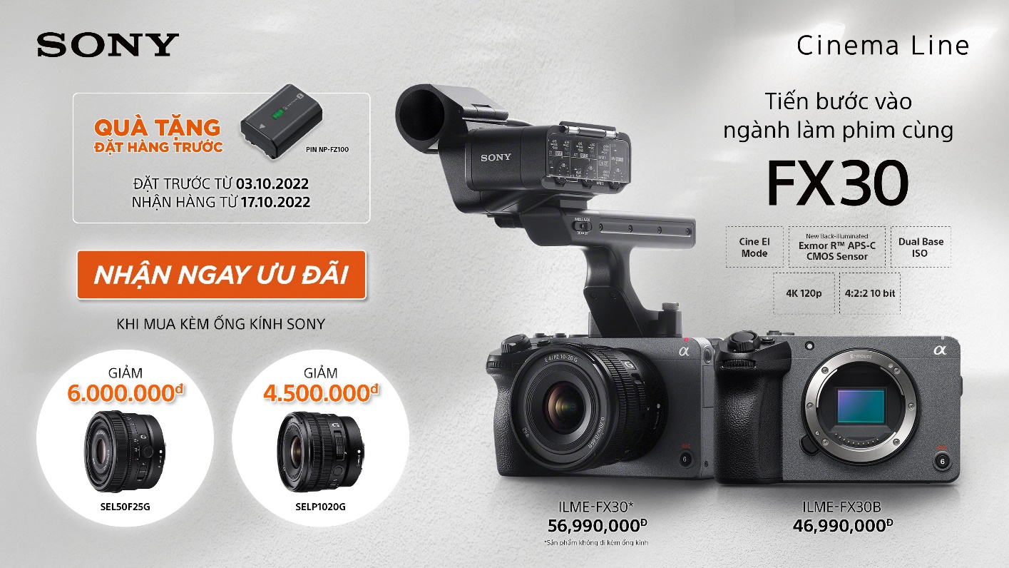 Sony ra mắt máy quay FX30 dành cho các nhà làm phim tương lai