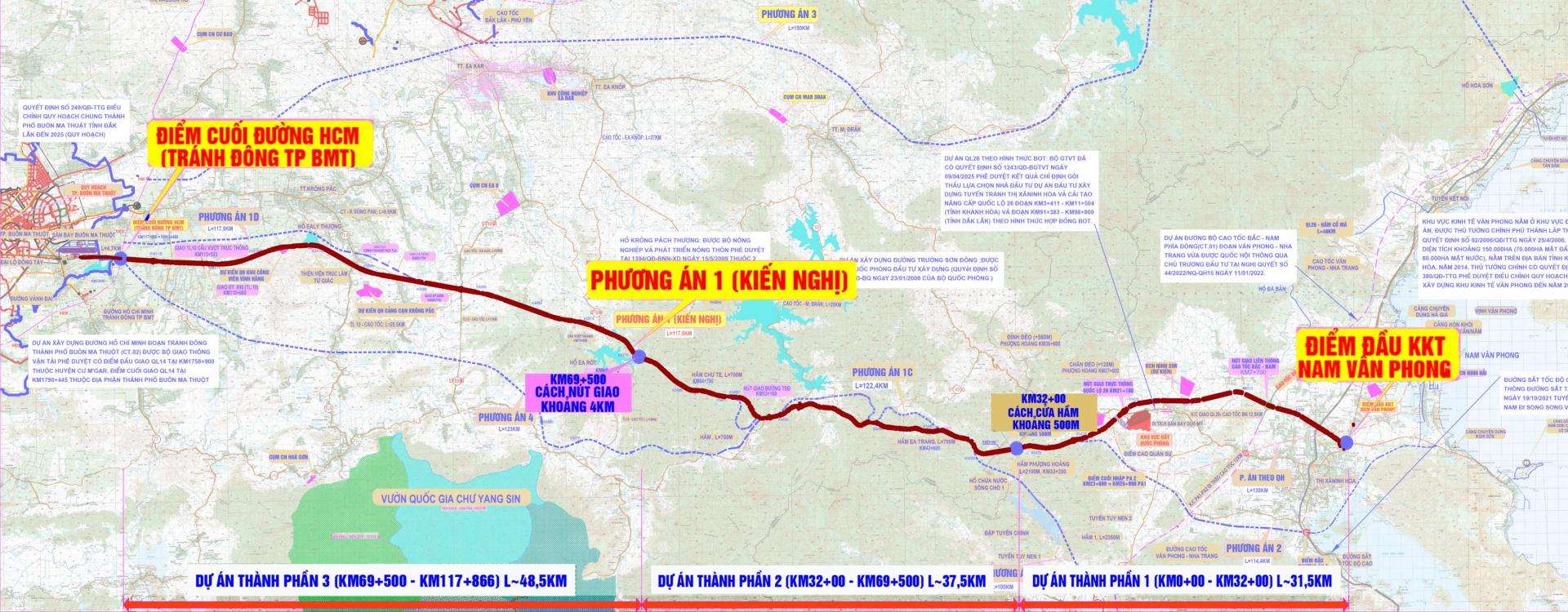 bản đồ đường cao tốc Đắk Lắk Khánh Hòa