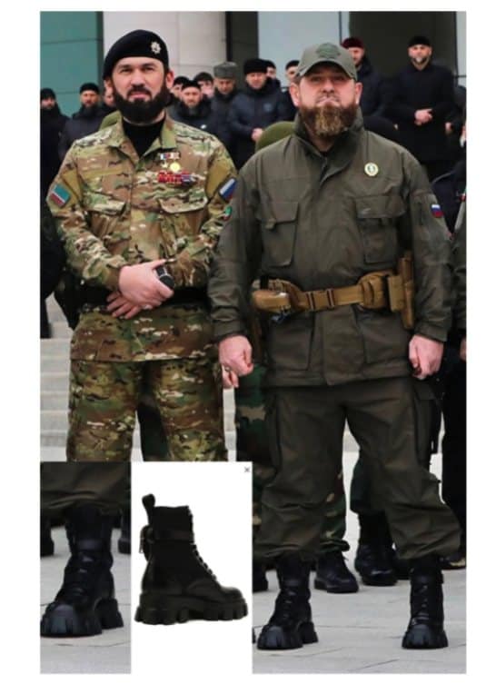 Cận cảnh đôi giày Prada được nhà lãnh đạo quân sự Chechnya, Liên bang Nga  sử dụng