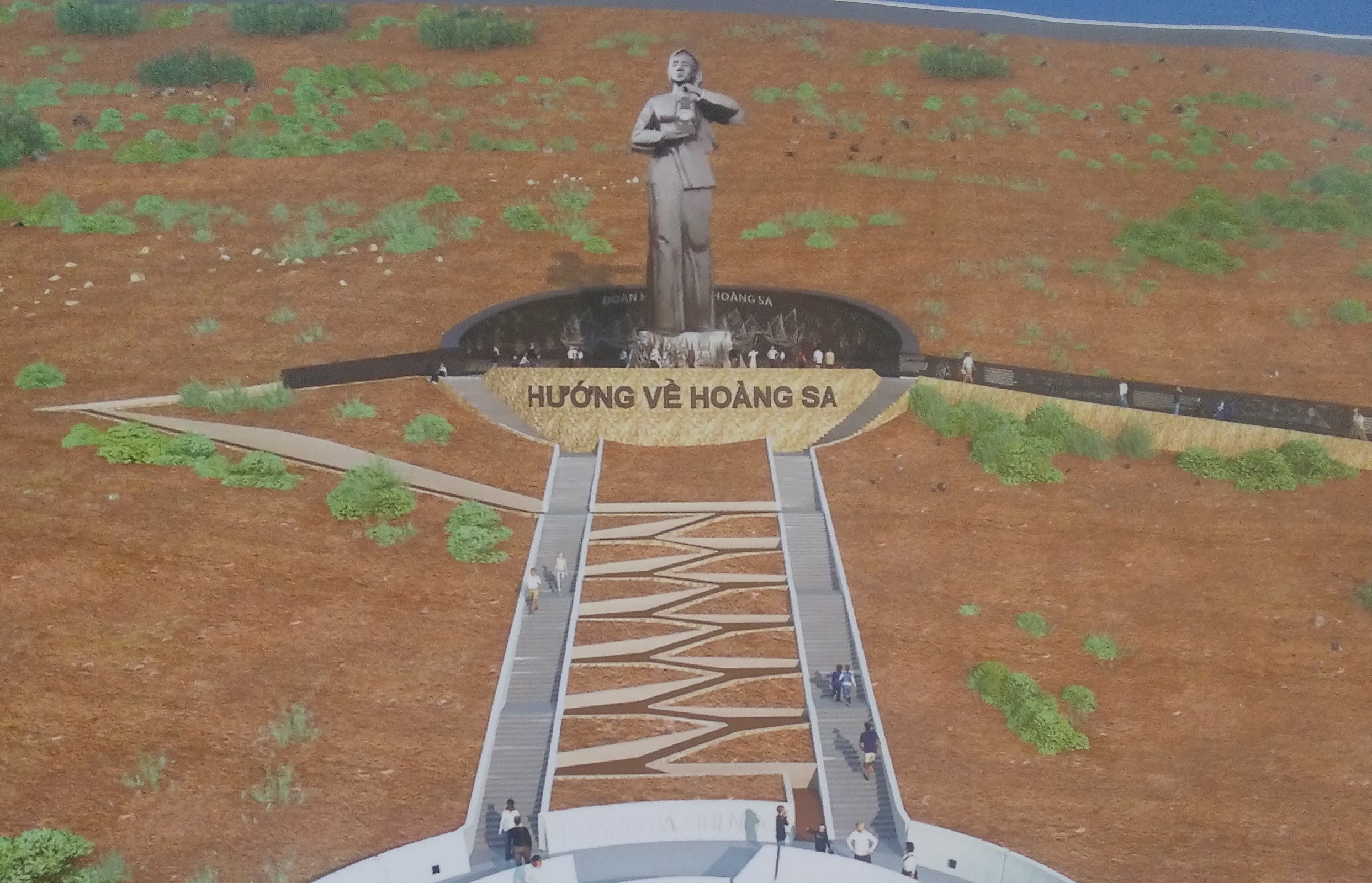 Đồ án “Người mẹ thắp lửa - Ngọn lửa tưởng niệm và thắp sáng hy vọng” được chọn xây dựng Khu tưởng niệm nghĩa sĩ Hoàng Sa - Ảnh: Trung Hiếu chụp lại đồ án