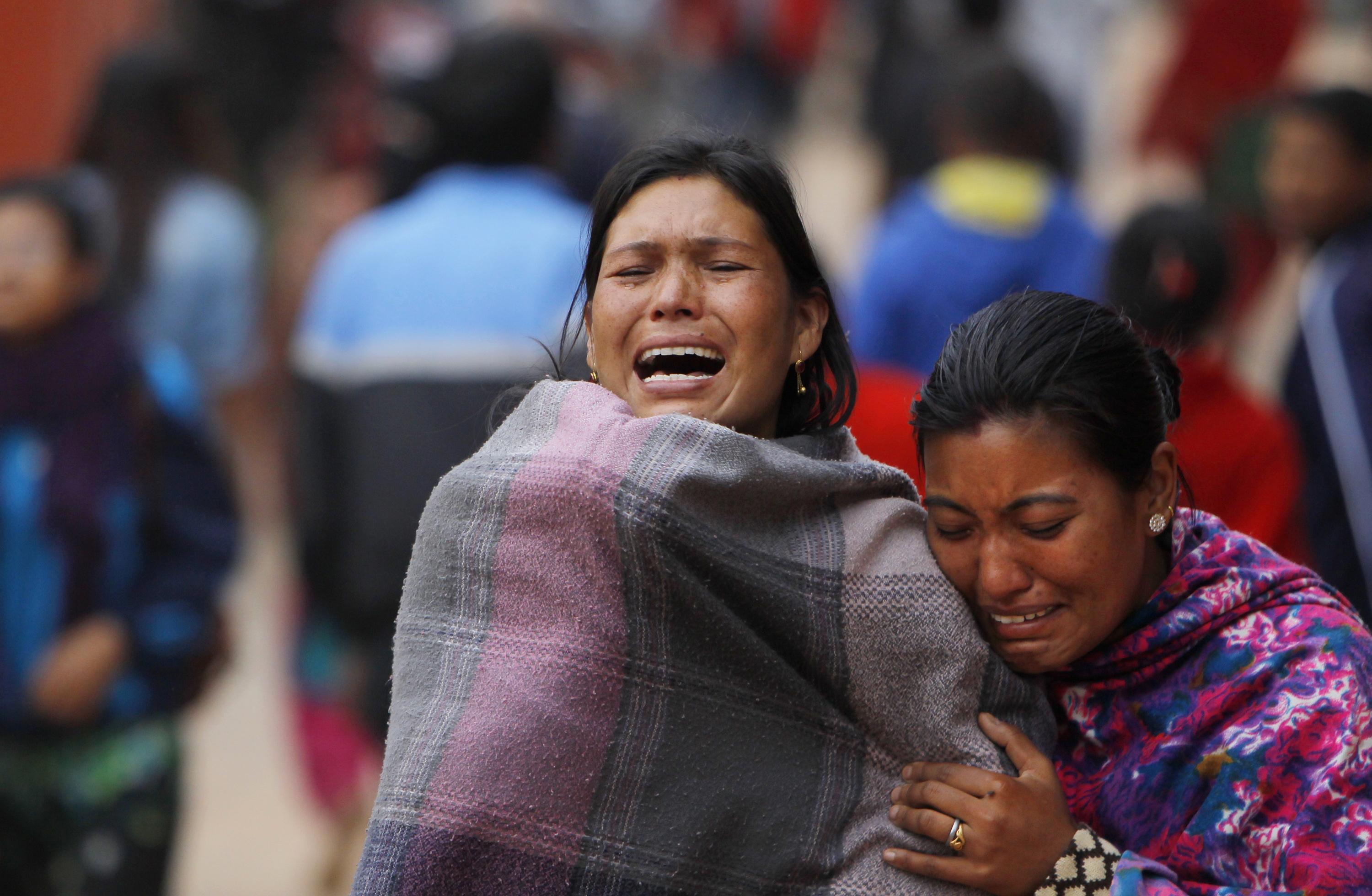 Family-members break-down-in Bhaktapur-near Kathmandu-Nepal-April-26-2015