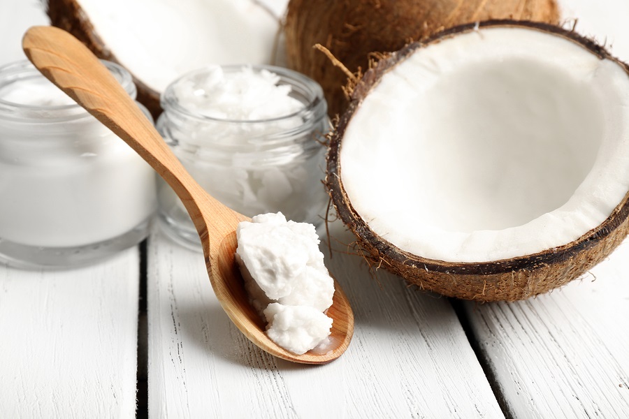 Coconut-with-jars-of-coconut-oil