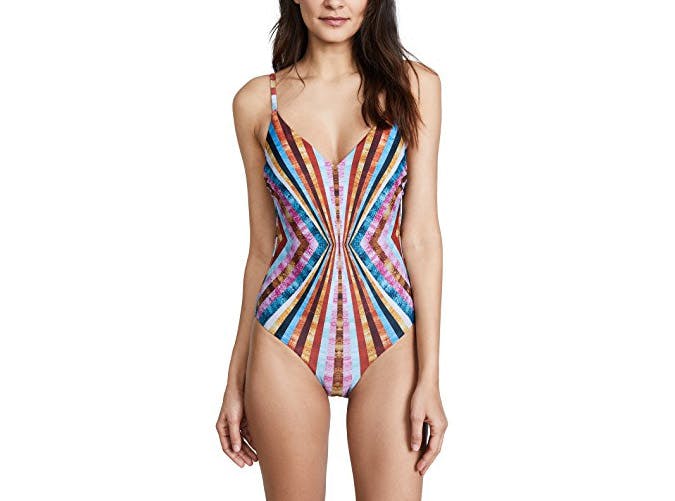 mary katrantzou striped swimsuit