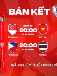 Lịch thi đấu đầy đủ bán kết AFF Cup 2024: Việt Nam, Thái Lan hẹn chung kết