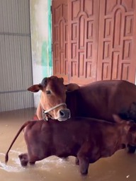 Chuyện hai mẹ con bò đi tránh lũ biết tìm đường về nhà khiến chủ ngỡ ngàng