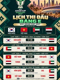 Lịch thi đấu chi tiết bảng E Asian Cup 2027 mới nhất: Việt Nam không phải đá đêm bất kỳ trận nào