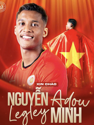 Trung vệ Việt kiều CLB CAHN Adou Minh chính thức có quốc tịch Việt Nam, HLV Kim Sang-sik 'đau đầu'