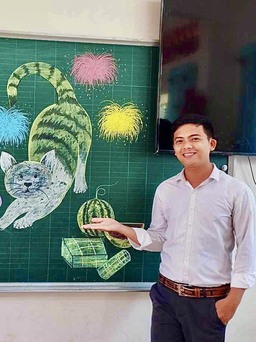 Thầy giáo tiểu học gây ấn tượng với tài năng vẽ tranh