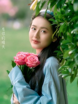 'Bắt trend' phong cách chụp ảnh của diễn viên Lưu Diệc Phi ôm hoa