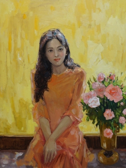 Thiếu nữ 'đẹp như tranh vẽ' trong các tác phẩm của họa sĩ Lâm Đức Mạnh
