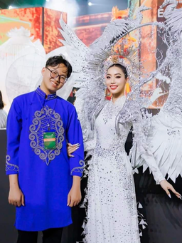 Nam sinh lớp 8 với trang phục 'Cò ơi' tại Miss Grand Vietnam 2023