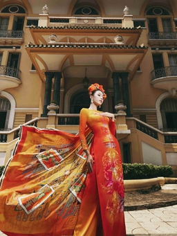 Á hậu Ngọc Hằng hóa 'nàng thơ' với thiết kế áo dài của Đỗ Trịnh Hoài Nam