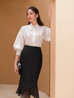 Áo sơ mi cổ đức cách điệu - điểm nhấn sang trọng cho nàng