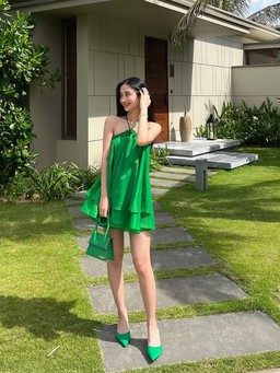 Diện trang phục xanh lá tạo sự nổi bật cho nàng sành điệu
