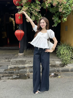 Thoát mác điệu đà với sự biến tấu từ áo blouse tay phồng cùng quần jeans