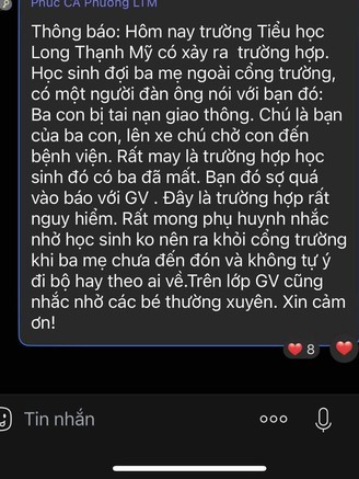 Có hay không việc học sinh bị dụ dỗ chở đi vì 'ba bị tai nạn'?