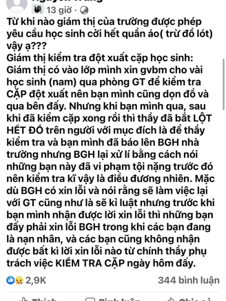 Giám thị yêu cầu học sinh cởi đồ: Sở GD-ĐT TP.HCM lên tiếng