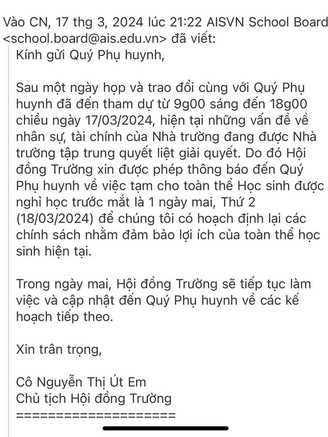 Hàng ngàn học sinh một trường quốc tế nghỉ học vì giáo viên không đến trường