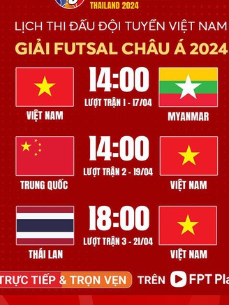 Lịch thi đấu mới nhất đội tuyển Việt Nam: Tranh vé World Cup ở giải futsal châu Á