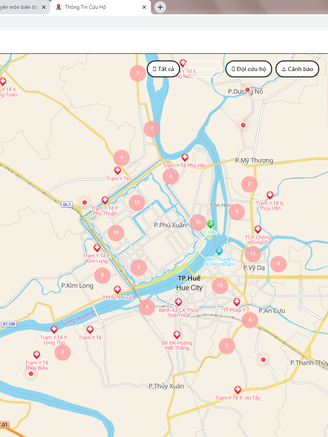 Bản đồ cứu hộ khẩn cấp người dân vùng lũ miền Trung