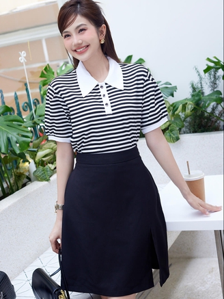 Áo kẻ sọc ngang khuấy đảo đường phố bằng hơi thở phóng khoáng